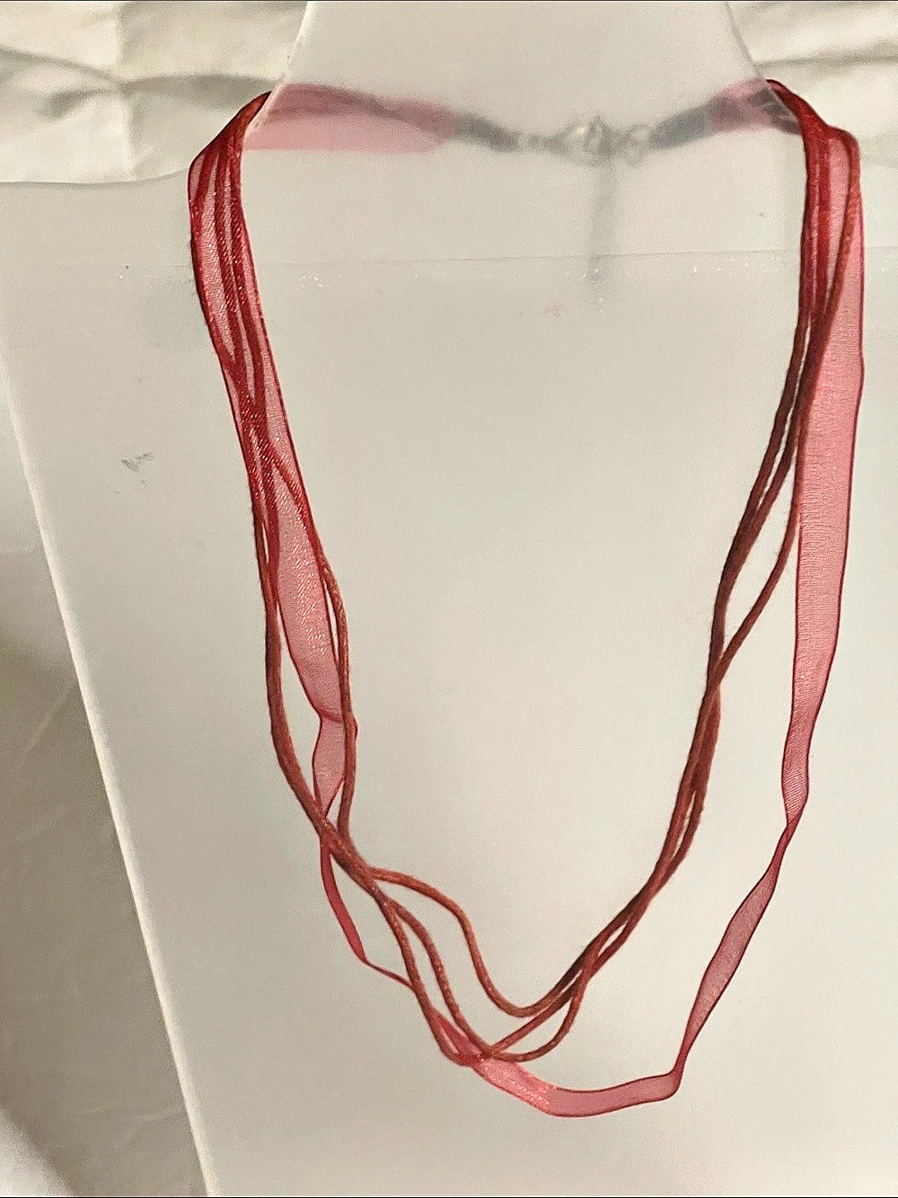 Red Ribbon Necklace